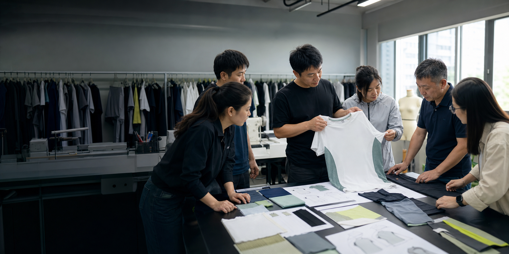 Sports team reviewing teamwear
